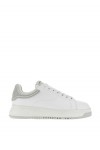 Leather sneakers with rubber back knurled sole