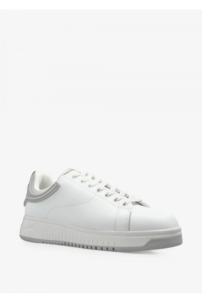 Leather sneakers with rubber back knurled sole