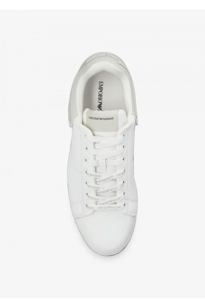 Leather sneakers with rubber back knurled sole