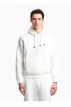 Double-jersey hooded sweatshirt with embroidered micro eagle logo