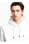 Double-jersey hooded sweatshirt with embroidered micro eagle logo