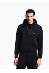 Double-jersey hooded sweatshirt with embroidered micro eagle logo