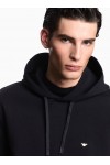 Double-jersey hooded sweatshirt with embroidered micro eagle logo