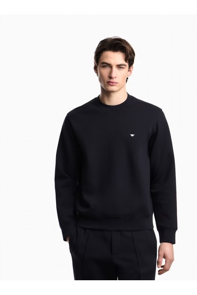 Double jersey sweatshirt with micro eagle embroidery