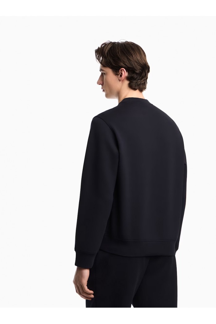 Double jersey sweatshirt with micro eagle embroidery