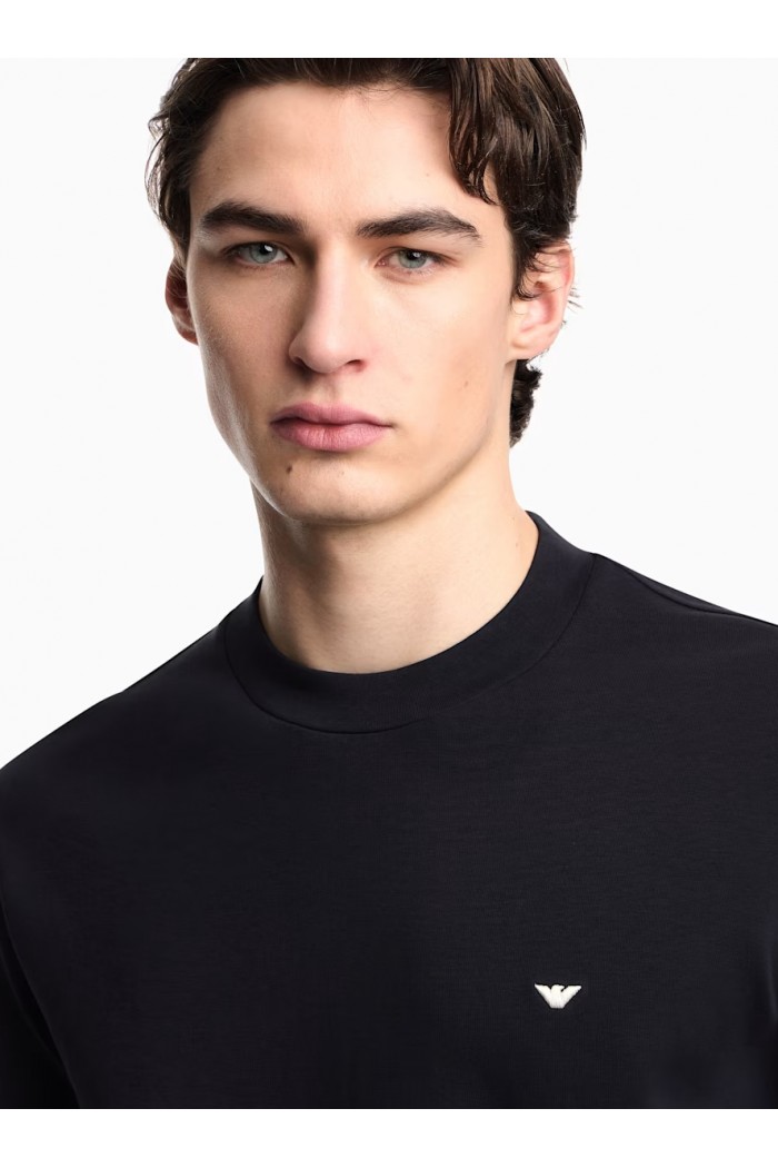 Double jersey sweatshirt with micro eagle embroidery