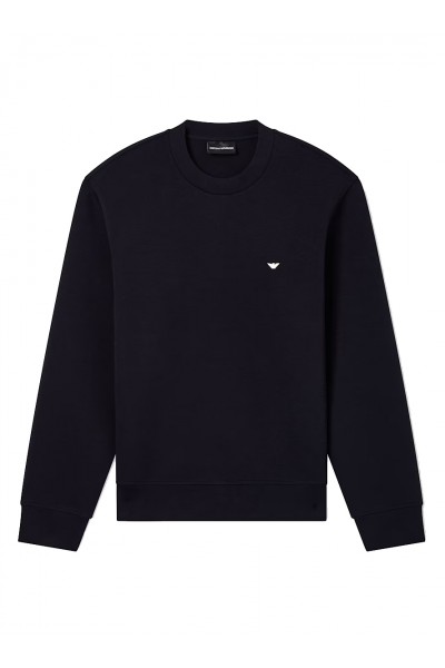 Double jersey sweatshirt with micro eagle embroidery