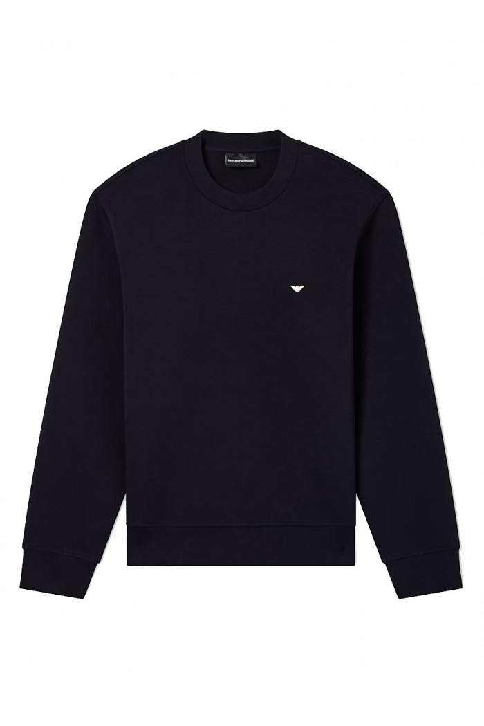 Double jersey sweatshirt with micro eagle embroidery