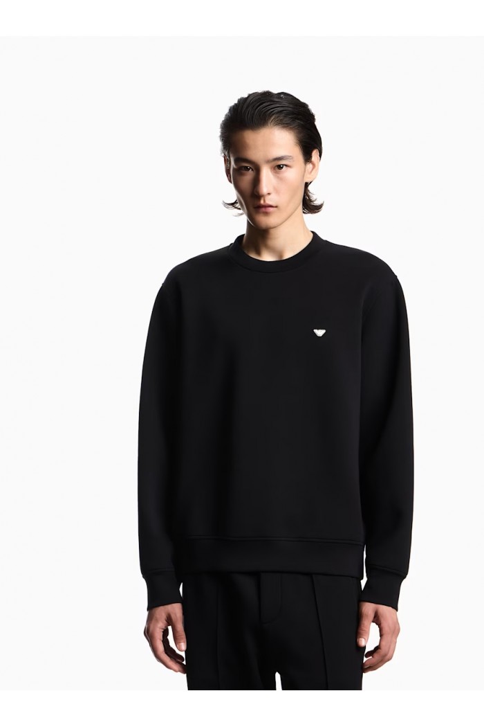 Double jersey sweatshirt with micro eagle embroidery