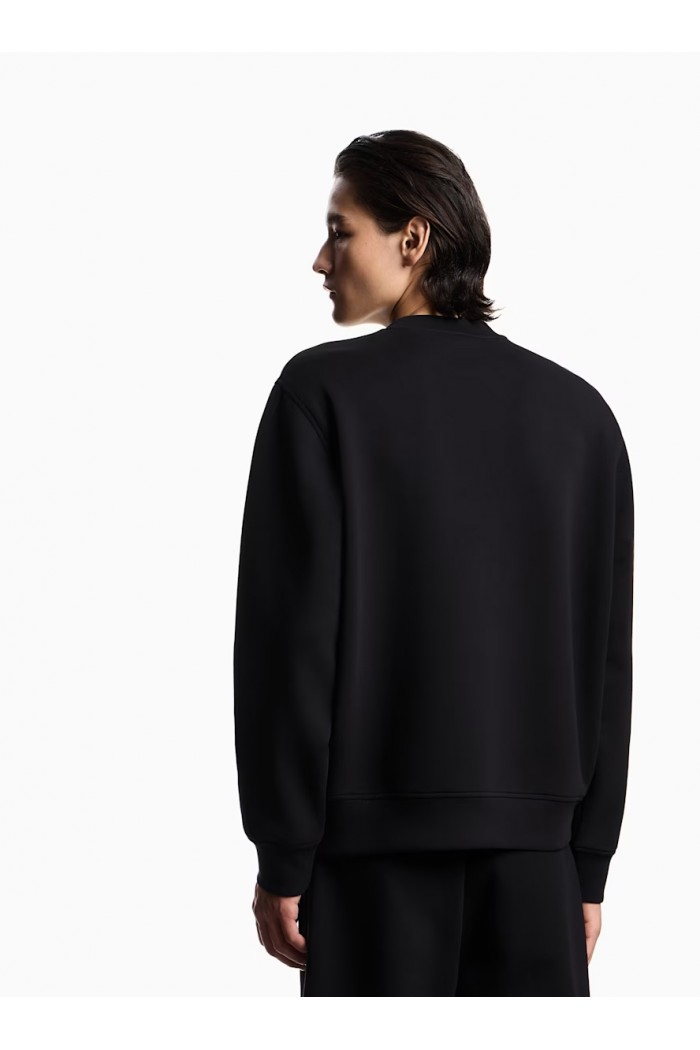 Double jersey sweatshirt with micro eagle embroidery