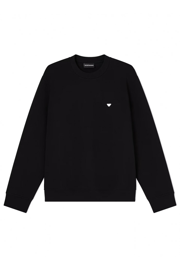 Double jersey sweatshirt with micro eagle embroidery