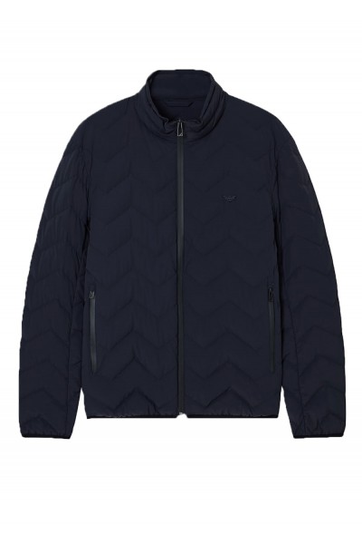 Nylon down jacket with zip and chevron quilting Essential