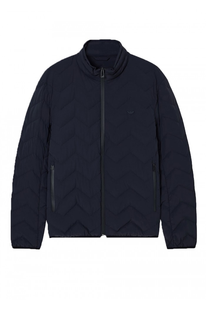 Nylon down jacket with zip and chevron quilting Essential