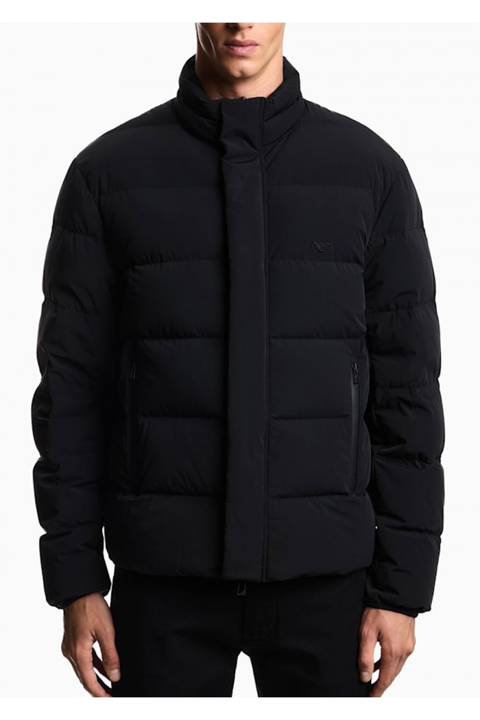 Water-repellent quilted nylon spandex down jacket