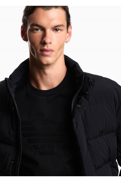 Water-repellent quilted nylon spandex down jacket