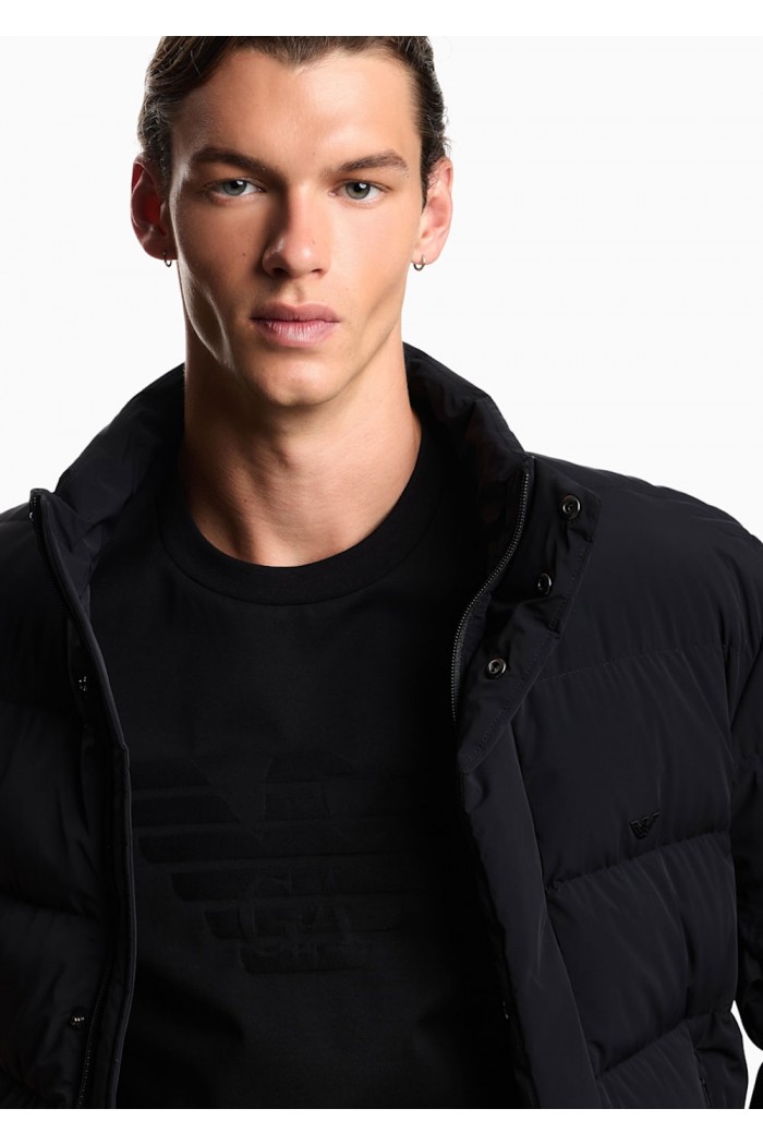 Water-repellent quilted nylon spandex down jacket