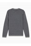 Jacquard virgin wool sweater with all-over logo
