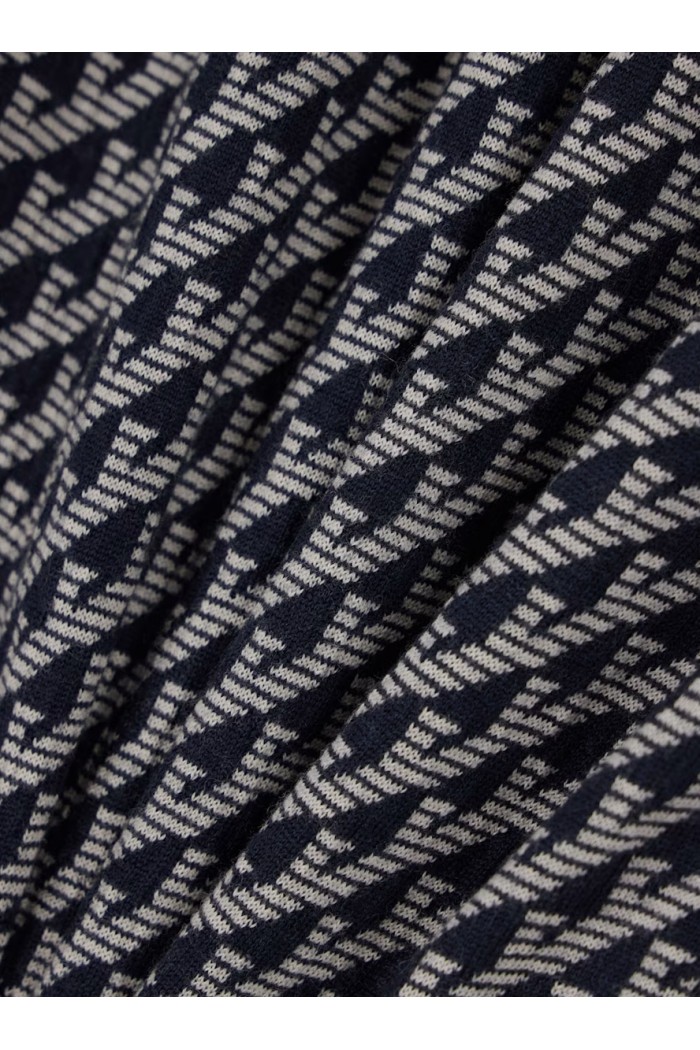 Jacquard virgin wool sweater with all-over logo