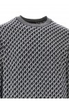 Jacquard virgin wool sweater with all-over logo