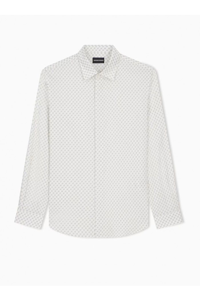 Shirt in allover print cotton satin with regular fit Shirt in allover print cotton satin with regular fit