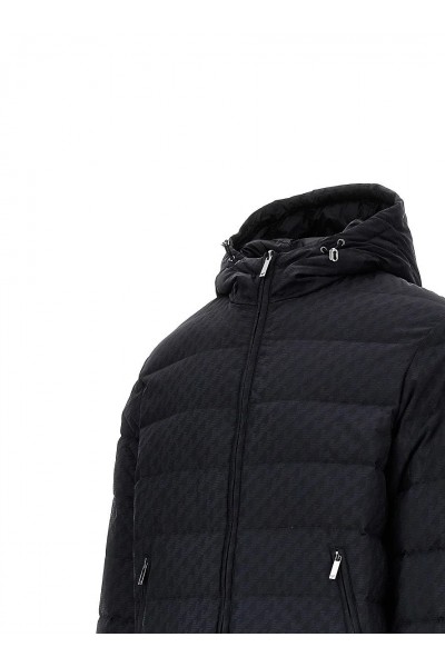 logo-print hooded padded jacket