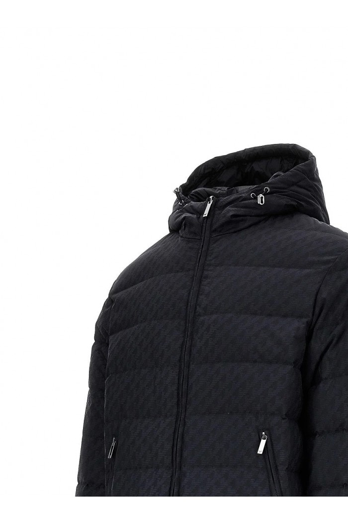 logo-print hooded padded jacket