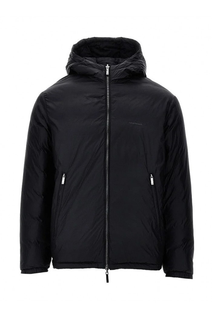 logo-print hooded padded jacket