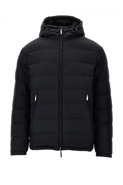 logo-print hooded padded jacket
