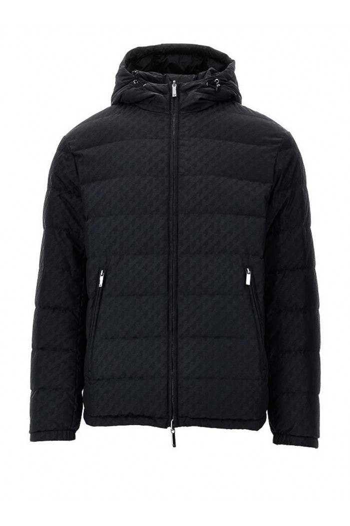 logo-print hooded padded jacket