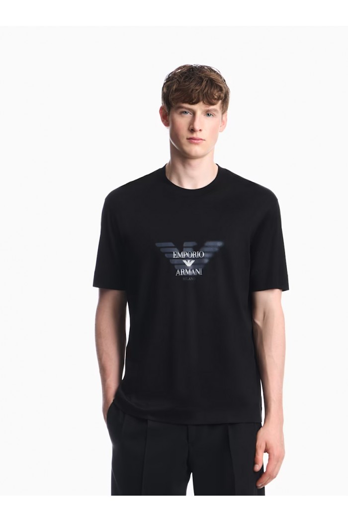 Lyocell blend jersey T-shirt with graffiti eagle logo