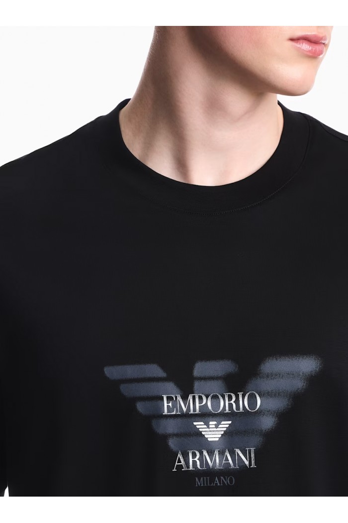 Lyocell blend jersey T-shirt with graffiti eagle logo