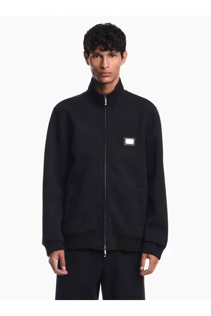 Full-zip sweatshirt in modal jersey with logo plaque Full-zip sweatshirt in modal jersey with logo plaque