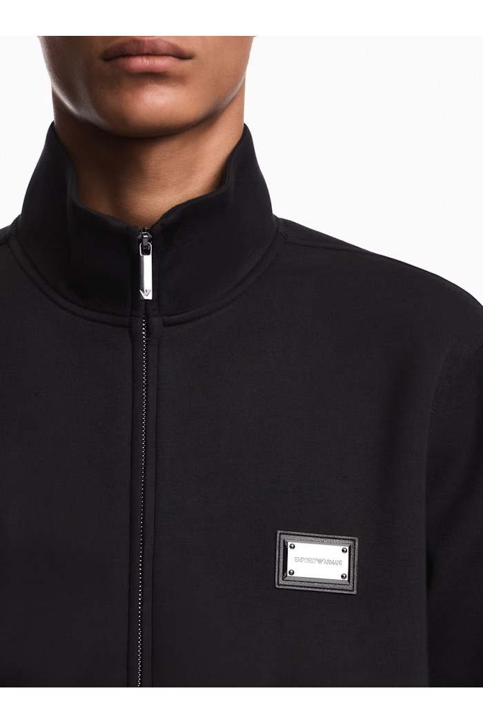 Full-zip sweatshirt in modal jersey with logo plaque Full-zip sweatshirt in modal jersey with logo plaque