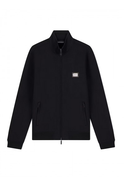 Full-zip sweatshirt in modal jersey with logo plaque