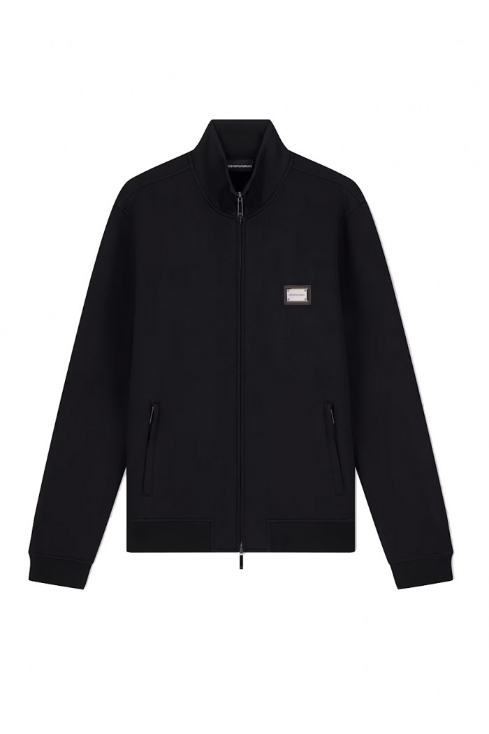 Full-zip sweatshirt in modal jersey with logo plaque Full-zip sweatshirt in modal jersey with logo plaque