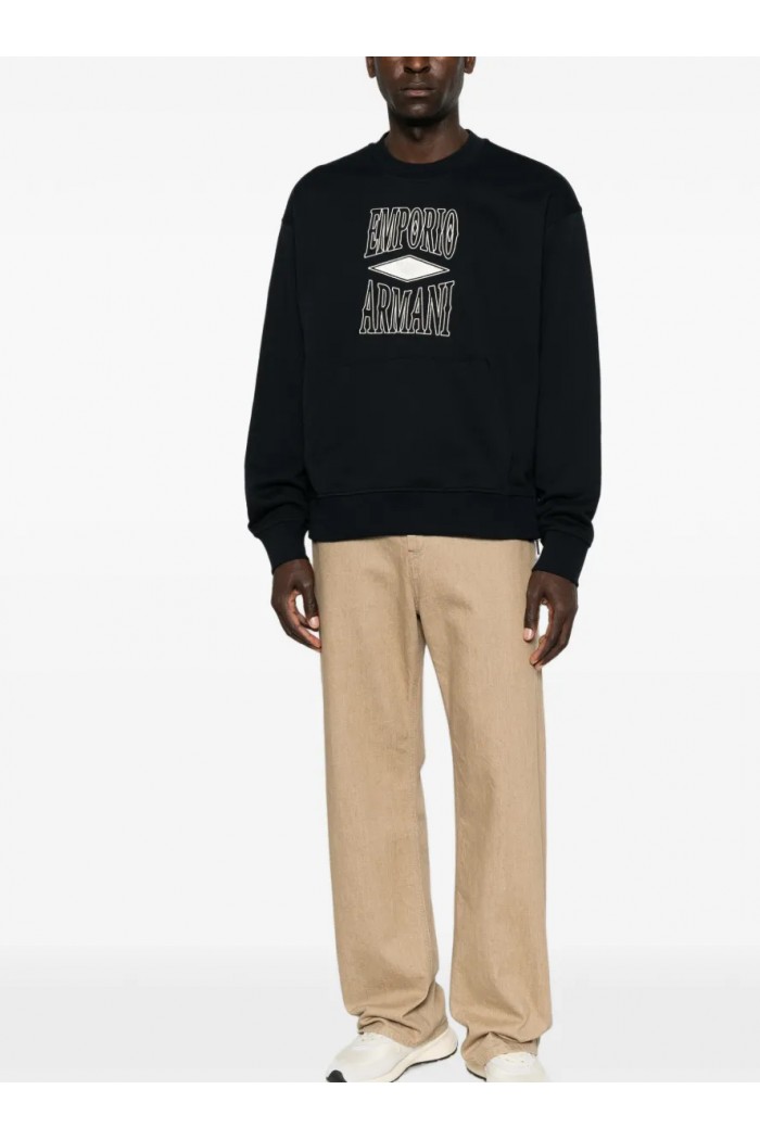 logo-embroidered zip-slit sweater