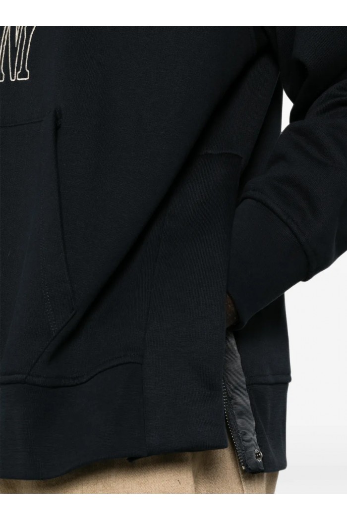 logo-embroidered zip-slit sweater