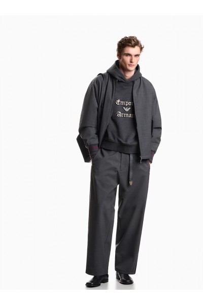 French terry jersey hoodie with soft touch logo embroidery