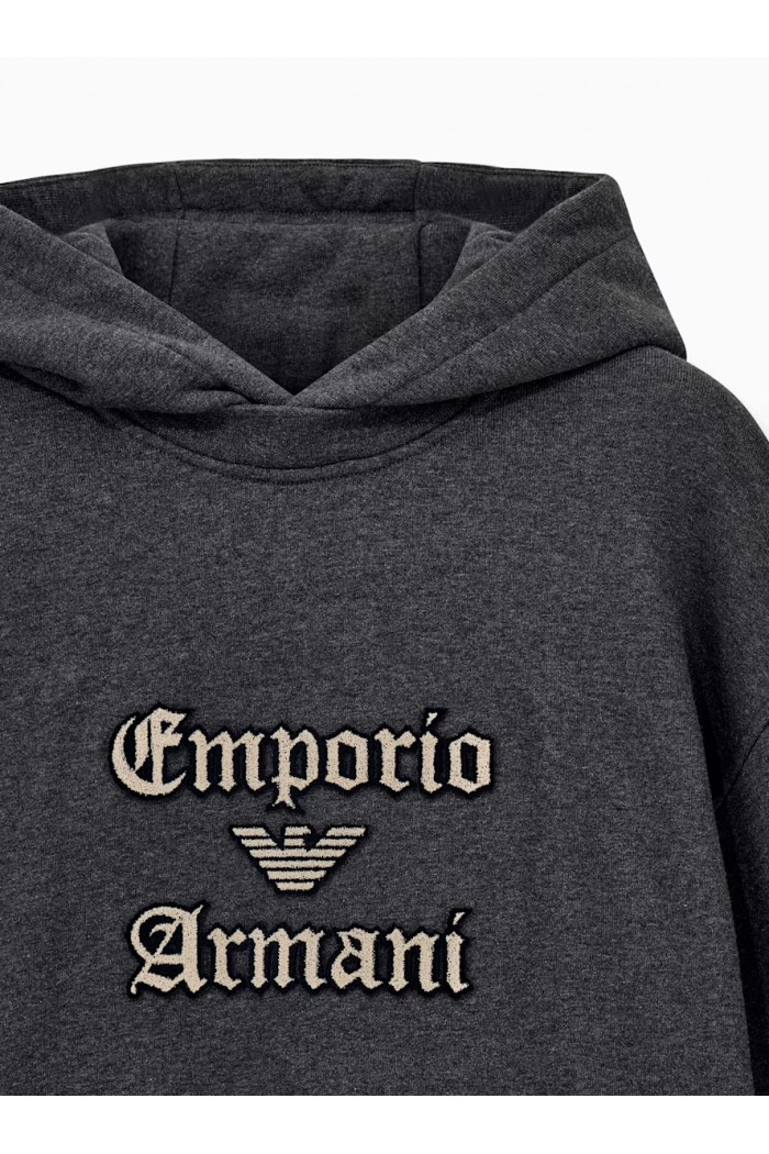 French terry jersey hoodie with soft touch logo embroidery
