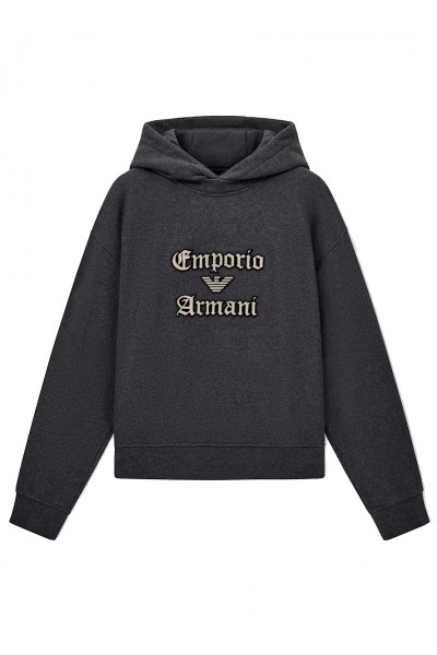 French terry jersey hoodie with soft touch logo embroidery
