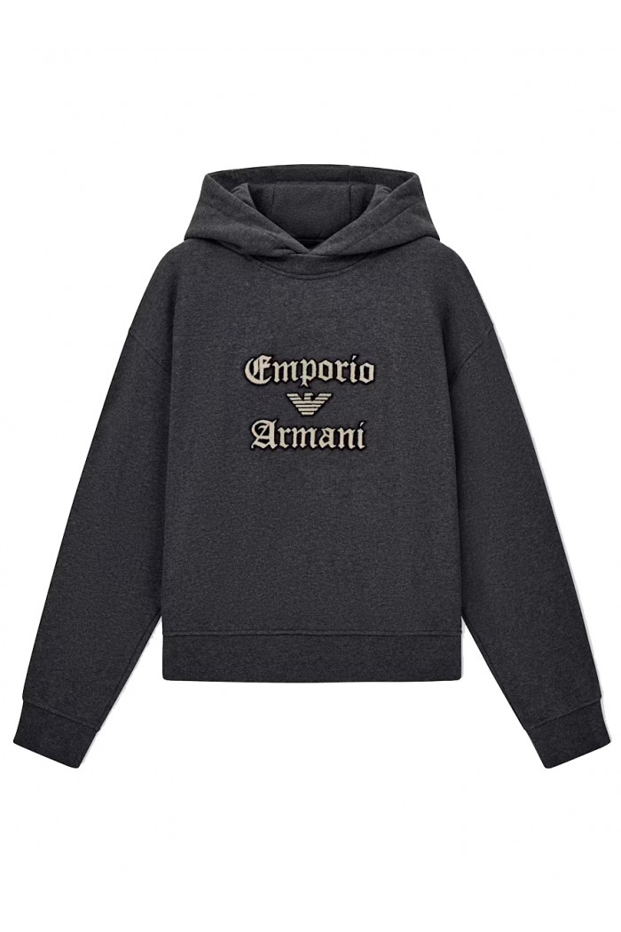 French terry jersey hoodie with soft touch logo embroidery