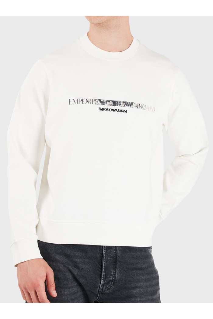 Double jersey sweatshirt with contrasting logo