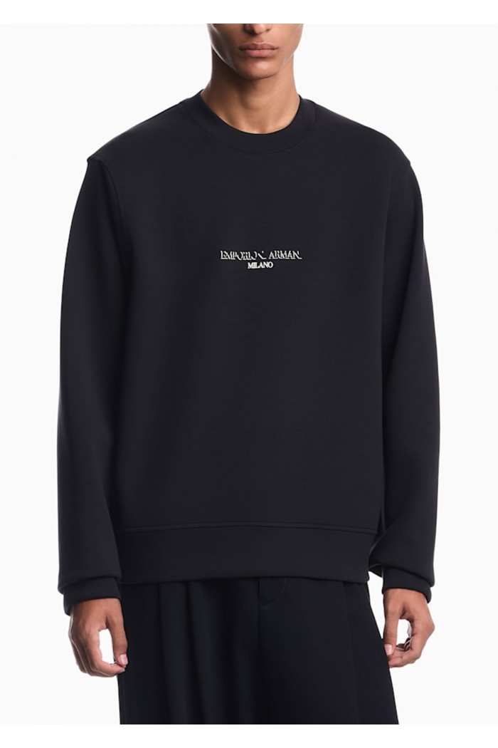 Double jersey sweatshirt with contrasting logo
