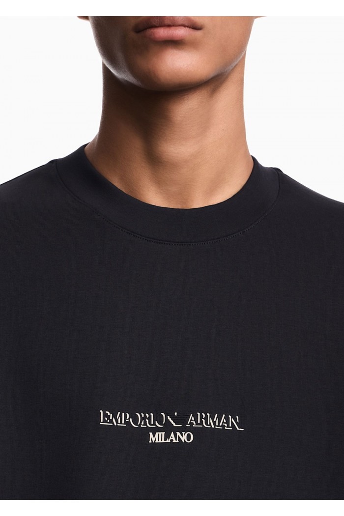 Double jersey sweatshirt with contrasting logo