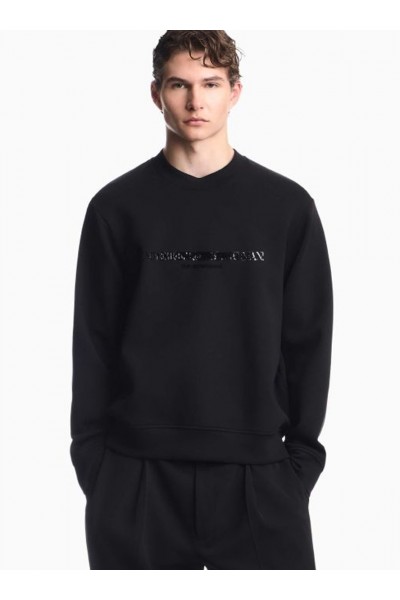 Double jersey sweatshirt with contrasting logo