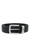 Leather belt with logo buckle
