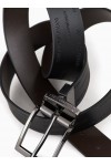 Reversible leather belt with all-over embossed lettering