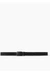 Reversible leather belt with all-over embossed lettering