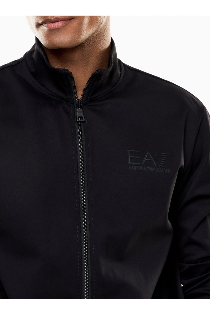 Technical fabric zip-up sweatshirt