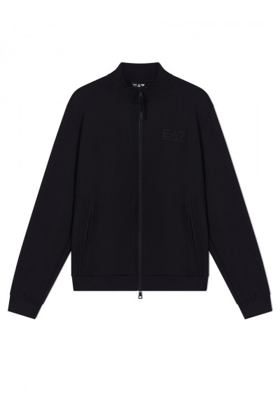 Technical fabric zip-up sweatshirt